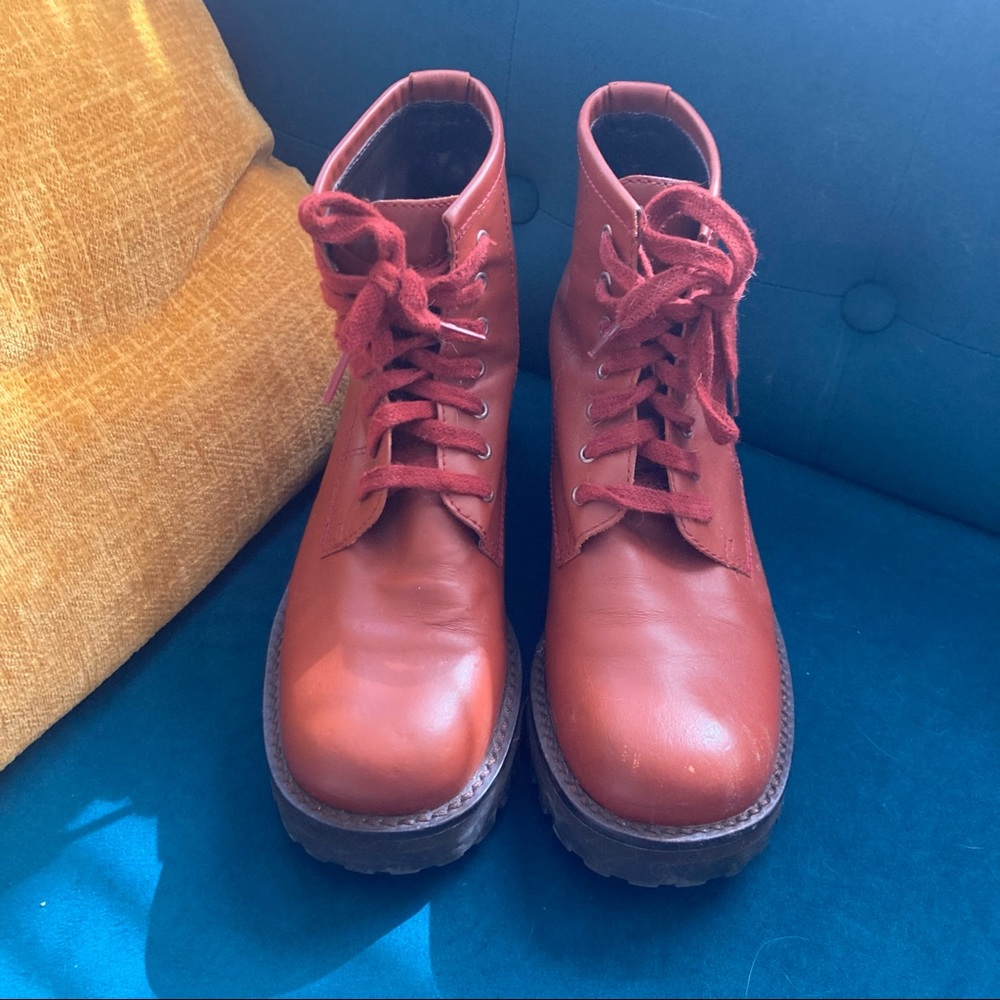 DKNY Leather Lace Up Boots